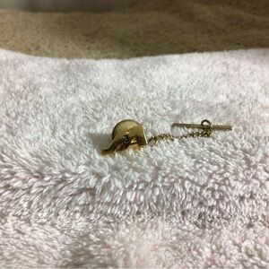 Gold Tone Tie Tack with Safety Chain - Men Accessories Jewelry